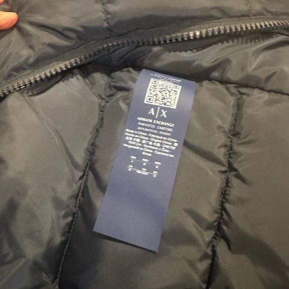Armani Exchange Logo Men's Hooded Puffer Coat Jacket Large Dark Navy Color - Picture 7 of 8
